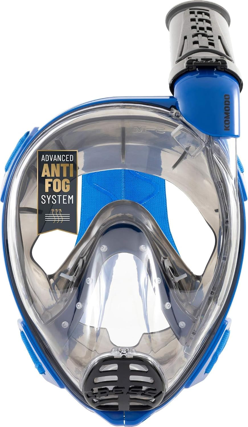 Cressi Komodo Full Face Snorkel Mask, Snorkel Set Adults, Dry Splash System