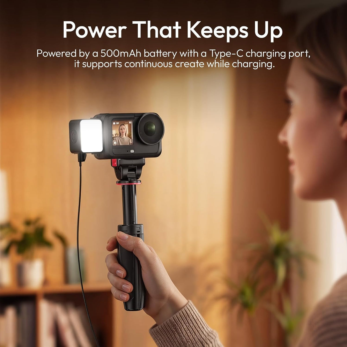 LM24 Vlogging Light for DJI Osmo Nano/Osmo Action 6, Waterproof Magnetic Mini LED Action Camera Video Light Accessories, Quick Release Photography LED Fill Light for Vlog Selfie Video Recording