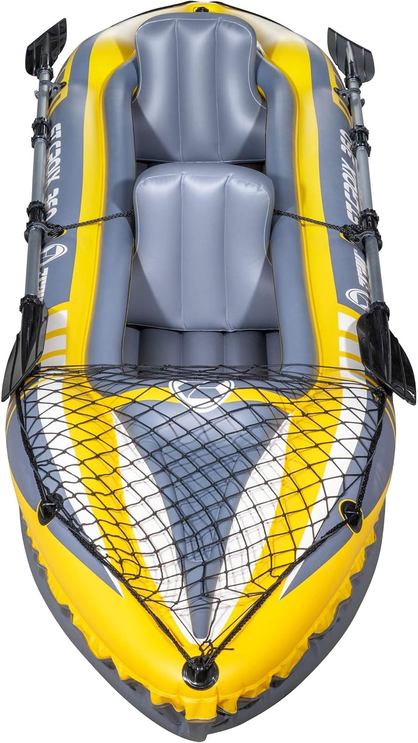 Inflatable 2-Person Kayak, Blue/Yellow/White, Pump, Bag, 2 Paddles, DL155