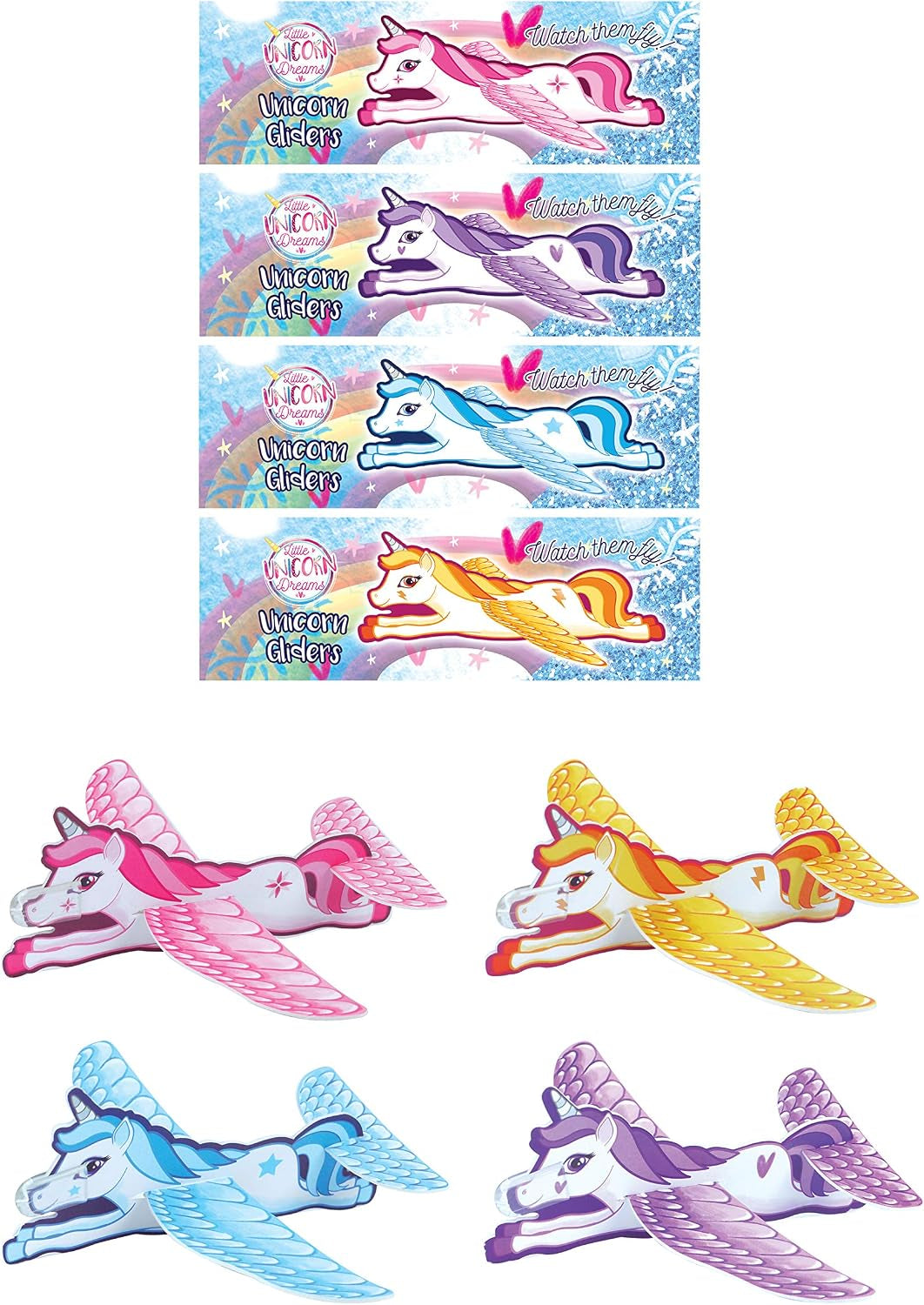Pack of 8 Unicorn Gliders – Kids Polystyrene Flying Gliders Pinata Toy Loot Party Bag Fillers Wedding for Girls and Boys