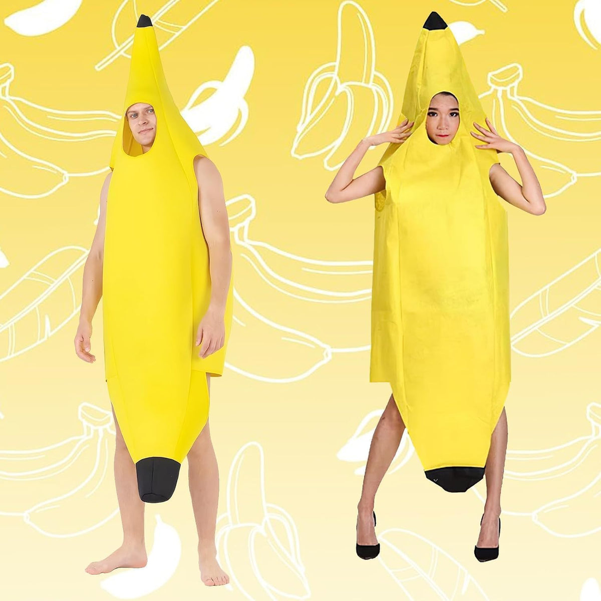 Banana Costume, Adult Halloween Costumes, One Size Fits Most, Lightweight and Comfortable Banana Costume Adult, Easy to Wear and Remove Funny Costume for Adults