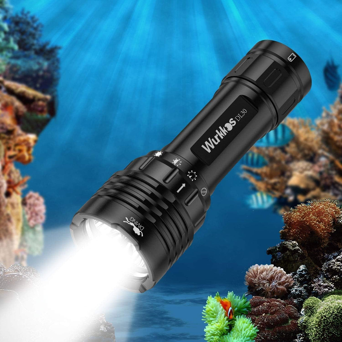 DL30 3600Lm Scuba Dive Light, IPX8, Magnetic Switch