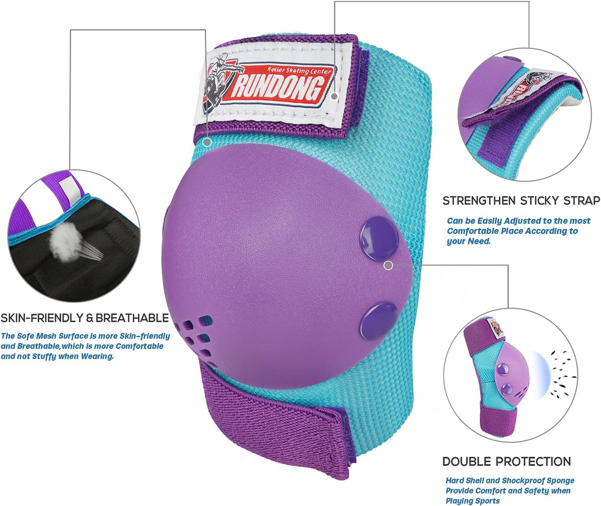Youth/Kids Knee Pads Elbow Pad Wrist Guards Protective Gear Set for 3-15 Years Child Roller Skates Skateboard Inline Rollerblading Cycling BMX Bike Skating Scooter Riding and Other Outdoor Sports