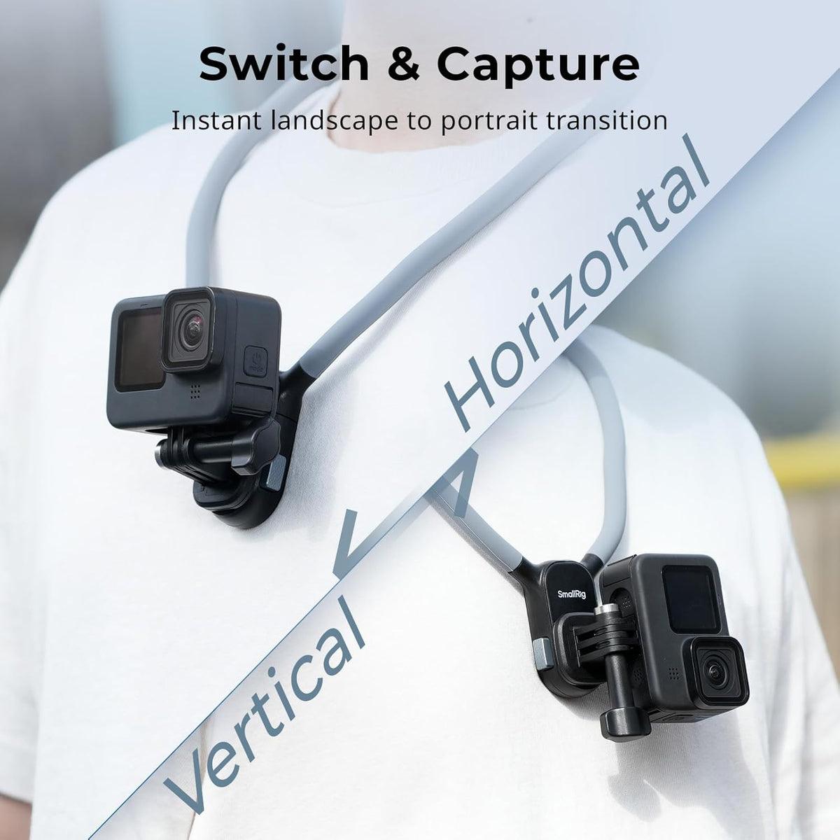 Magnetic Neck Mount for Action Camera, Quick Release One-Click Button & Ergonomic Design, for Gopro Hero 12/11/10/9, for DJI Action 4/5/6, for Insta360 Ace Pro 2-5126