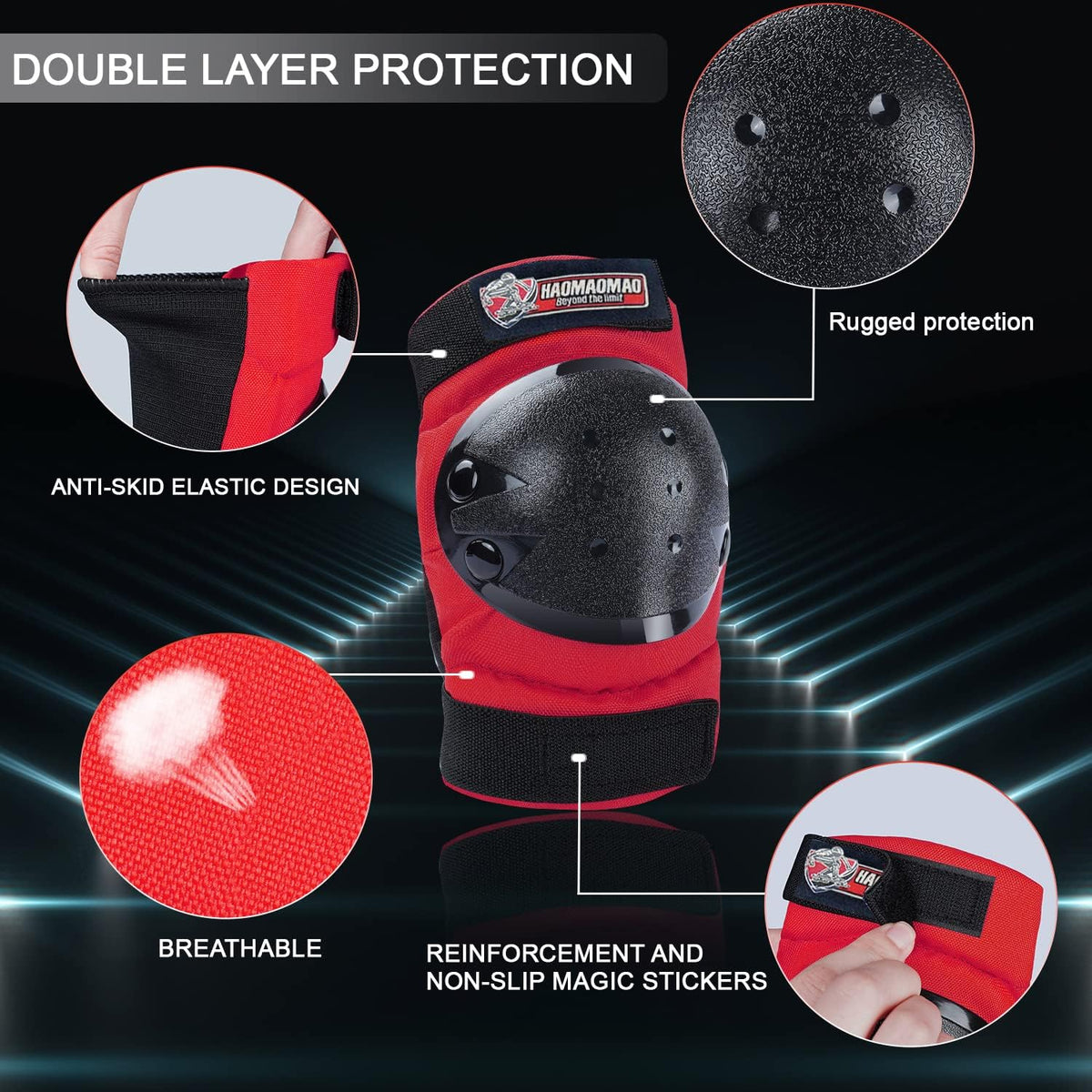 Adult & Kids Knee Pads Elbow Pads Wrist Guards Protective Gear Set for Skateboarding, Skating, Inline Skating, Roller Skating, Scooter, BMX Biking Cycling and Outdoor Extreme Multi-Sports