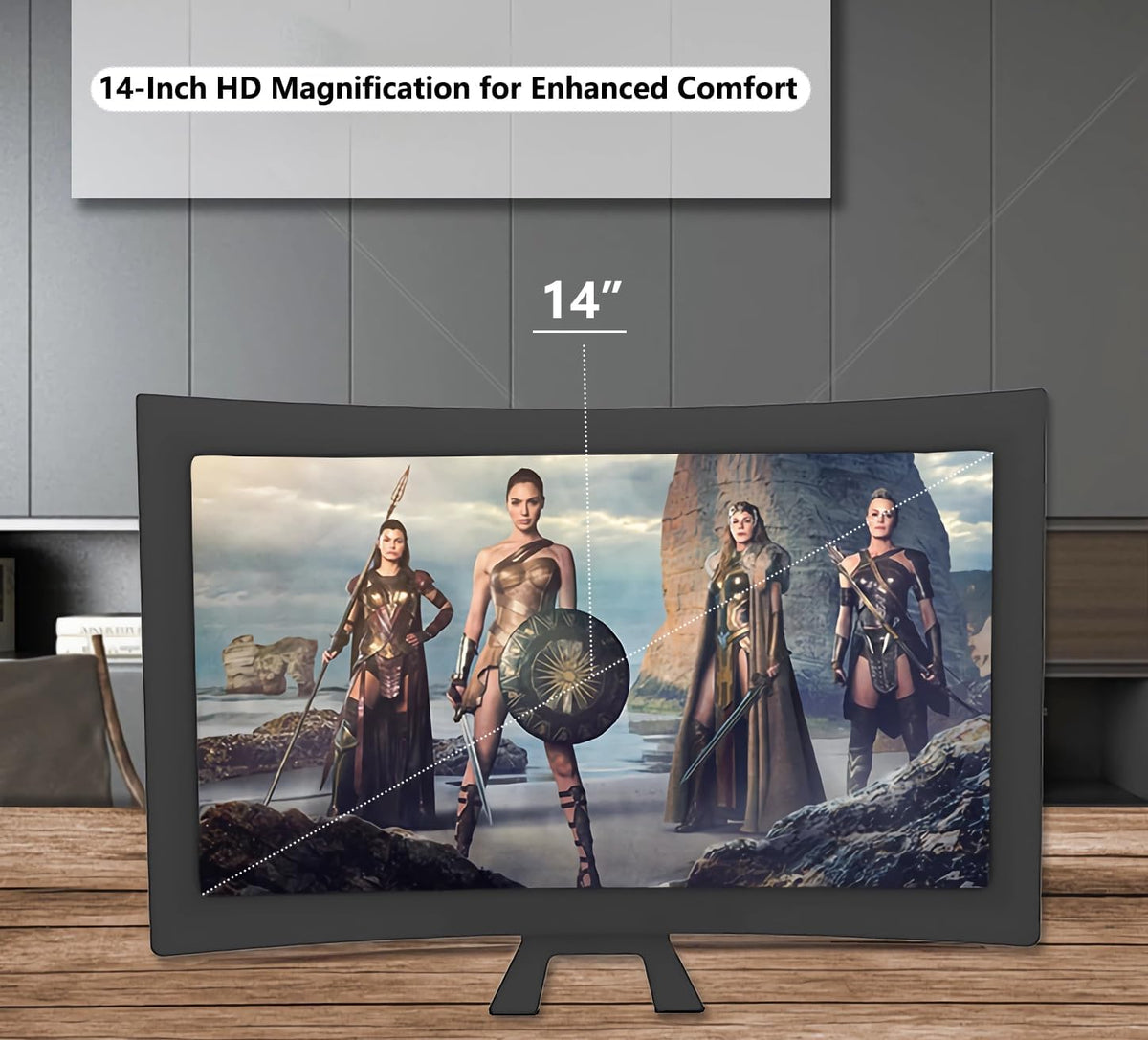 Mobile Phone Screen Magnifier 14 Inch Large on Stand, HD 3D Curved Foldable Mobile Phone Projector Screen TV Magnifier Video Amplifier for Gaming Enlarger, Cool Gadgets for Gifts