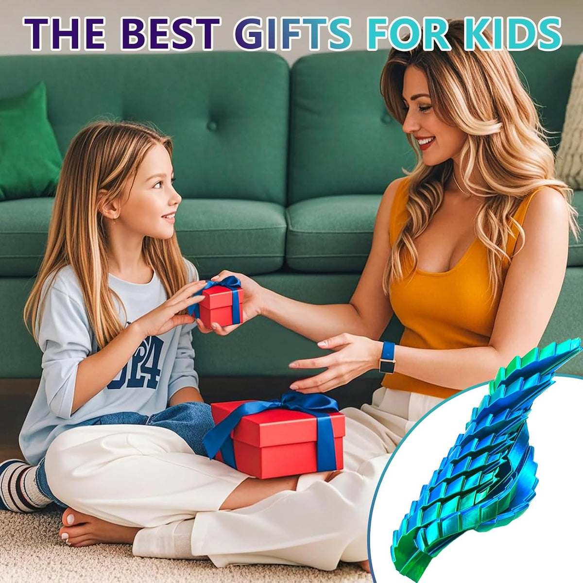 3D Printed Dragon Egg Fidget Toy, Morphslime Liquid-Like Stress Relief Ball, Sensory Twist Fidget Egg with Flowing Effect, Stress Relief Focus Desk Toy, Work & Travel, Cool Gadget Gift (Green)