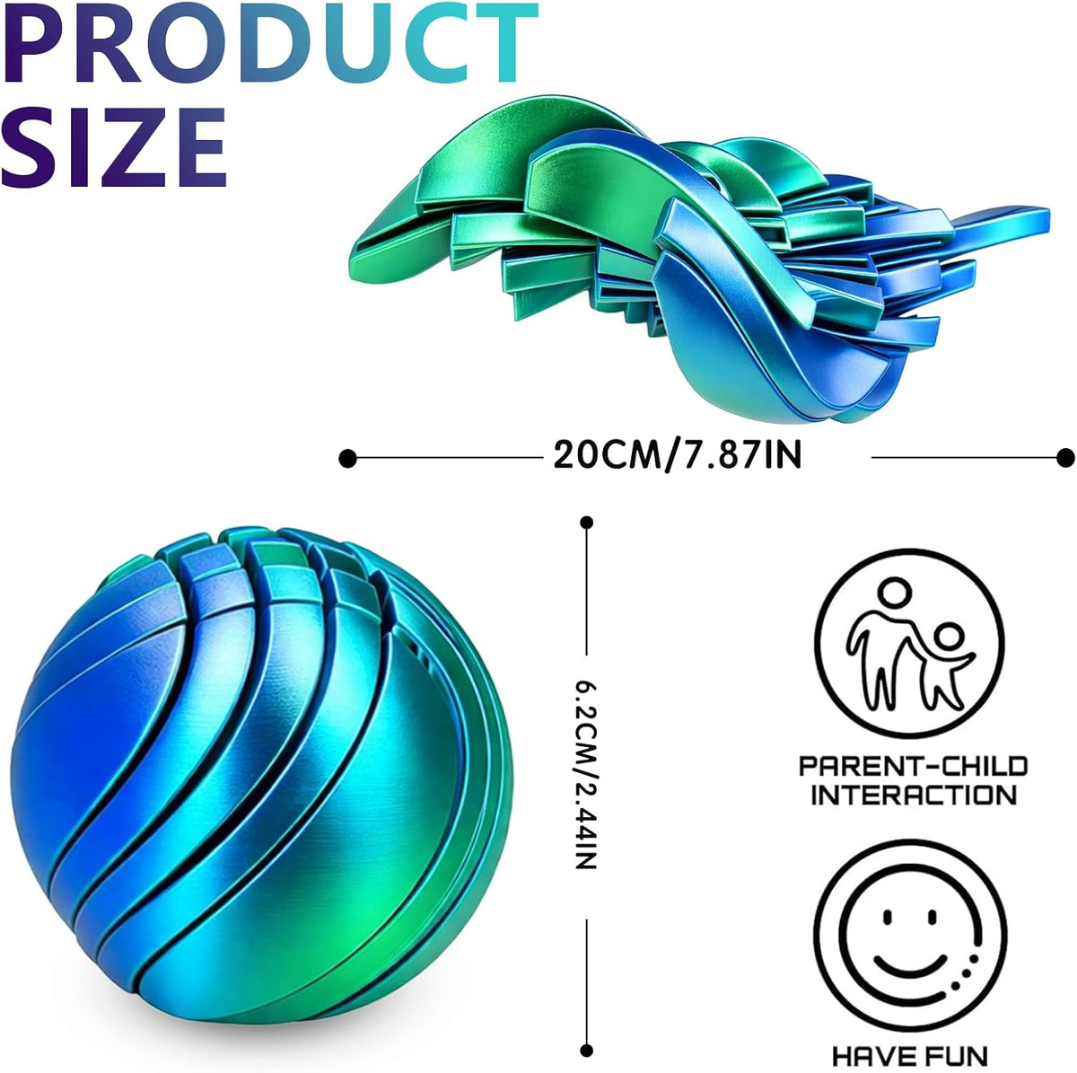 3D Printed Fidget Ball, Morphslime Liquid-Like Stress Relief Ball, Sensory Fidget Toy with Flowing Effect, Stress Relief Toy for Work, Home & Travel, Cool Gadget Gift for Kids Teens Ad (Green)