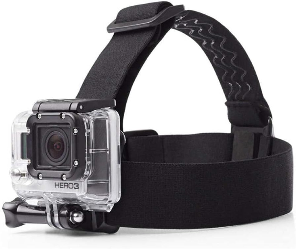 Head Mount Compatible with Gopro Hero 13/12/11/10/9/8/7/6/5/4/3 & DJI Osmo Action Cameras. Adjustable Head Strap - Perfect Gopro Head Mount