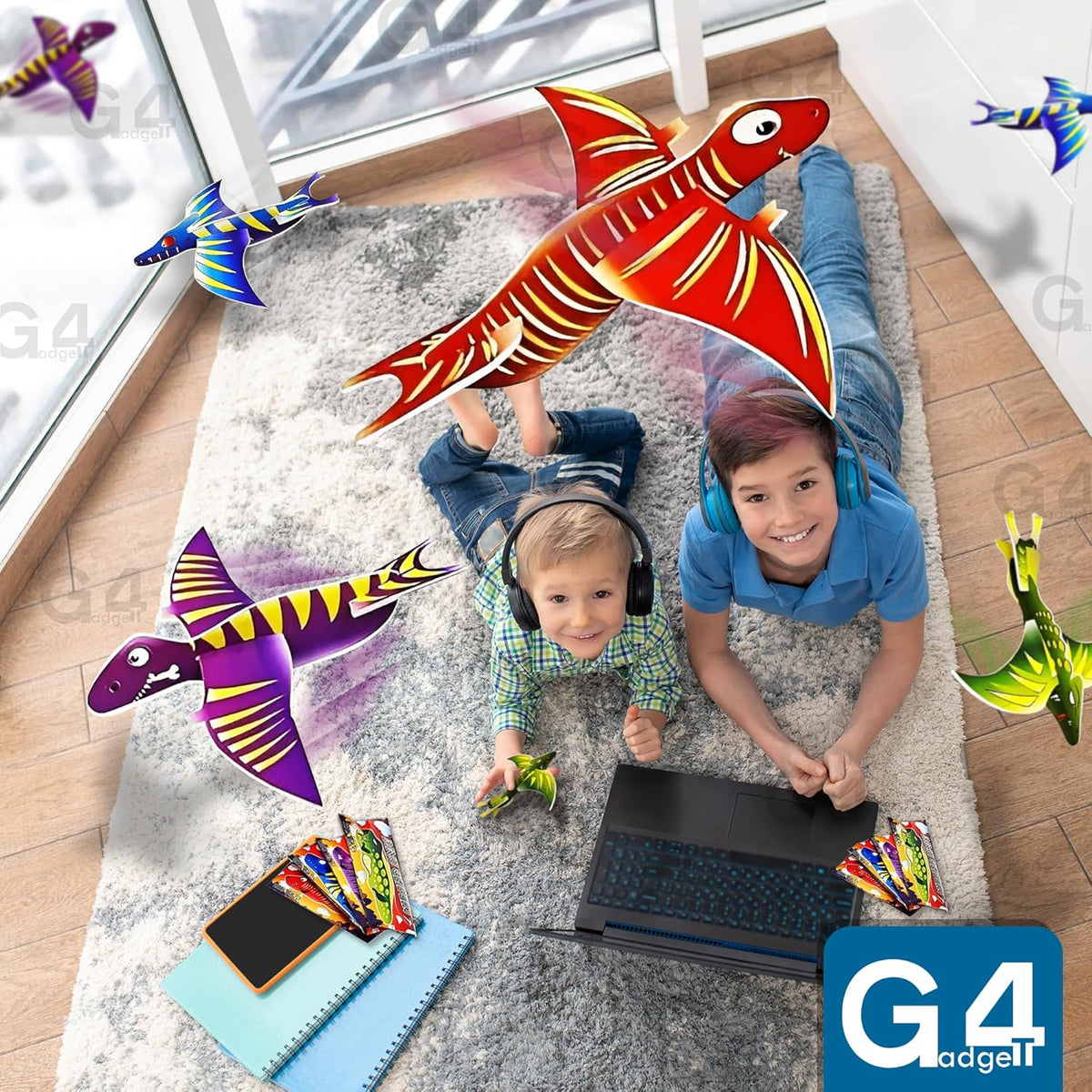 Pack of 12 Dinosaur Flying Glider Planes Kids Gift-Party Loot Bag Stocking Fillers Fun