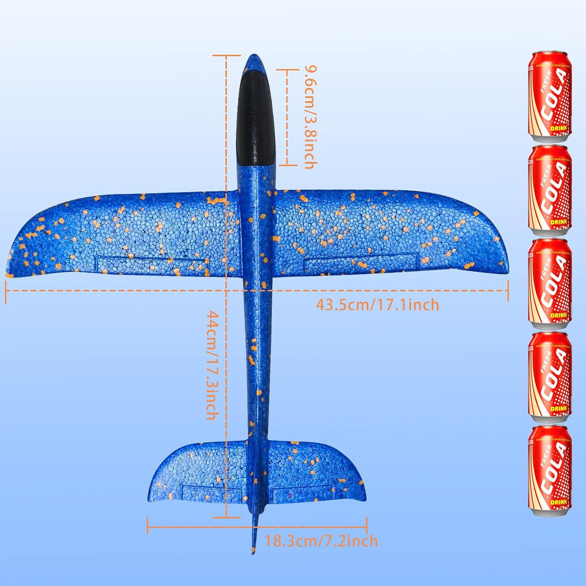 Foam Glider Planes for Kids, 4 Pcs Large Airplane Toys 17.3'' Polystyrene Aeroplane Toys Flying Gliders, Manual,Eep, Sturdy, Suitable for Family Outdoor Sports Parent-Kid Activities