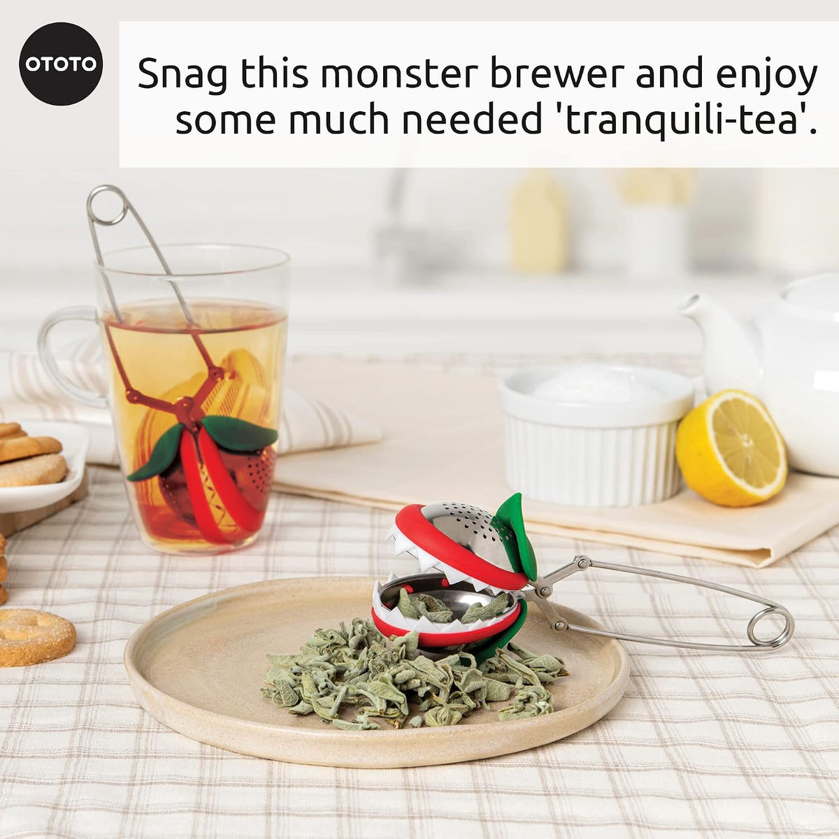 Tea Trap Infuser – Novelty Venus Fly Trap for Loose Leaf Tea, Bpa-Free Silicone & Stainless Steel, Dishwasher Safe, Fun Kitchen Gadget Gift