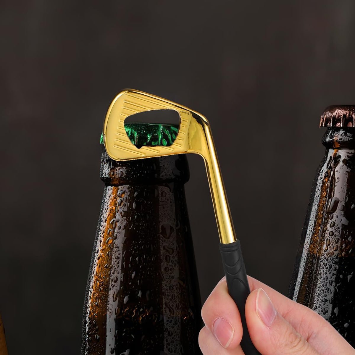 Golf Club Bottle Opener Sports Theme Gold Soda Bottle Opener Copper Beverages Open Tool Unique Beer Caps Open Supply for Golf Lover Favor Sport Theme Party Kitchen Gadget, Box Packaging