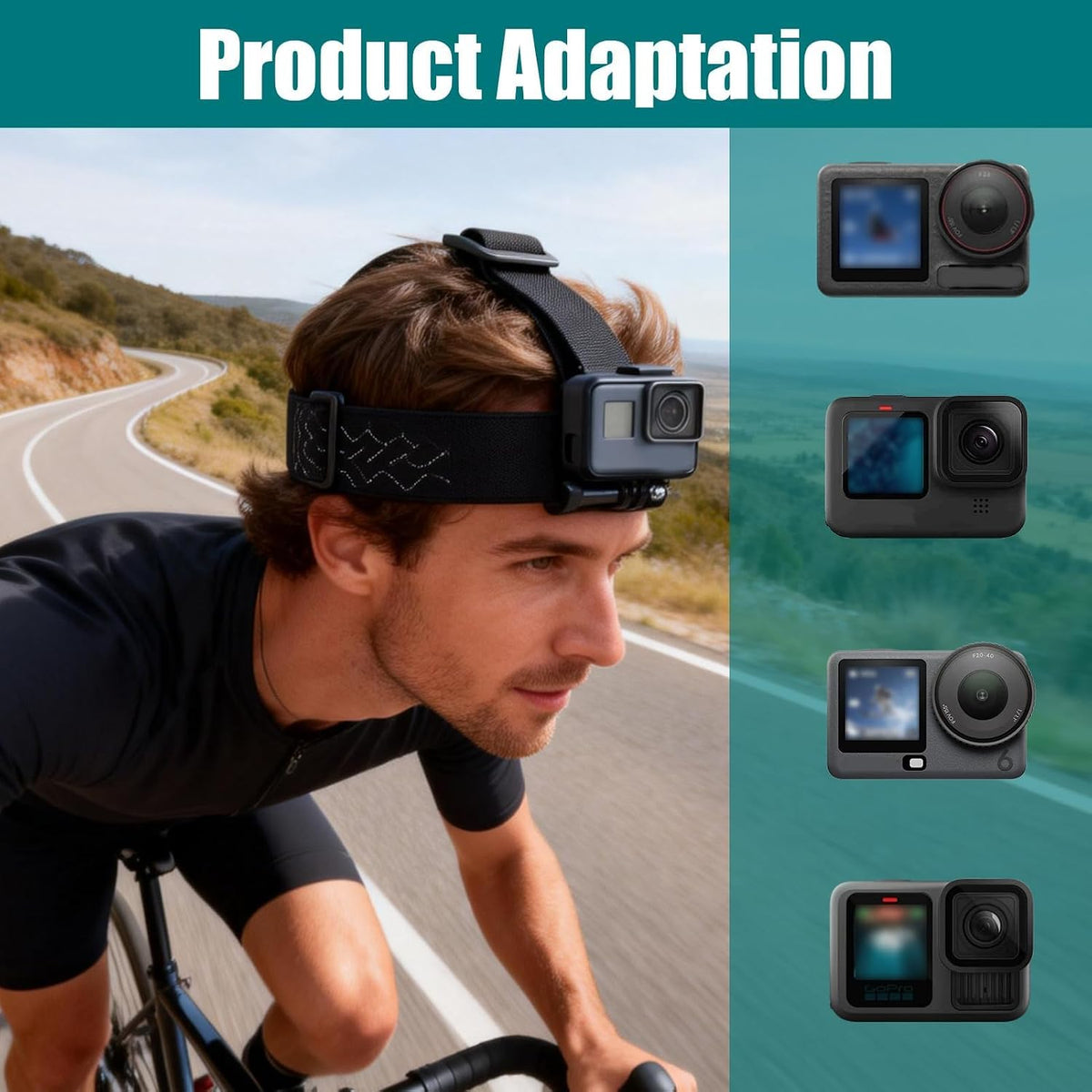 Head Strap Mount for Gopro Hero 13/12/11/10/9/8/7/6/5/4 Session 3+/3/2/1