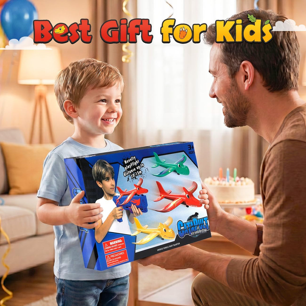 Airplane Launcher Toy with 3 Pack Dinosaur Glider Foam Aeroplanes
