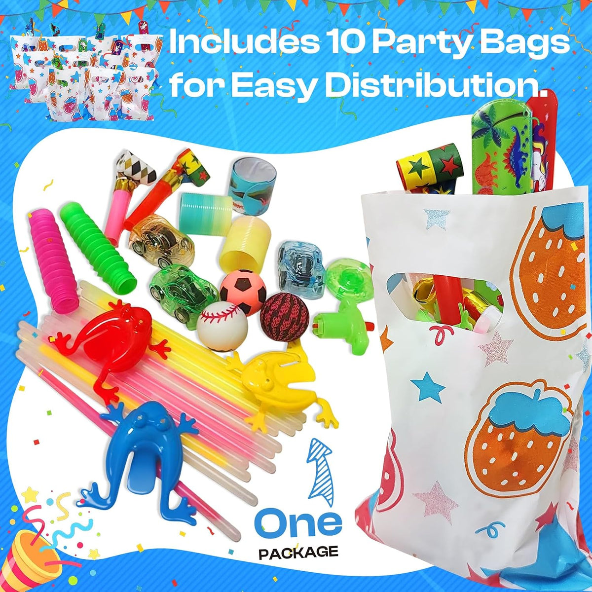 150PCS Party Bag Fillers for Kids, 140 Bulk Toys & 10 Party Favours Bags