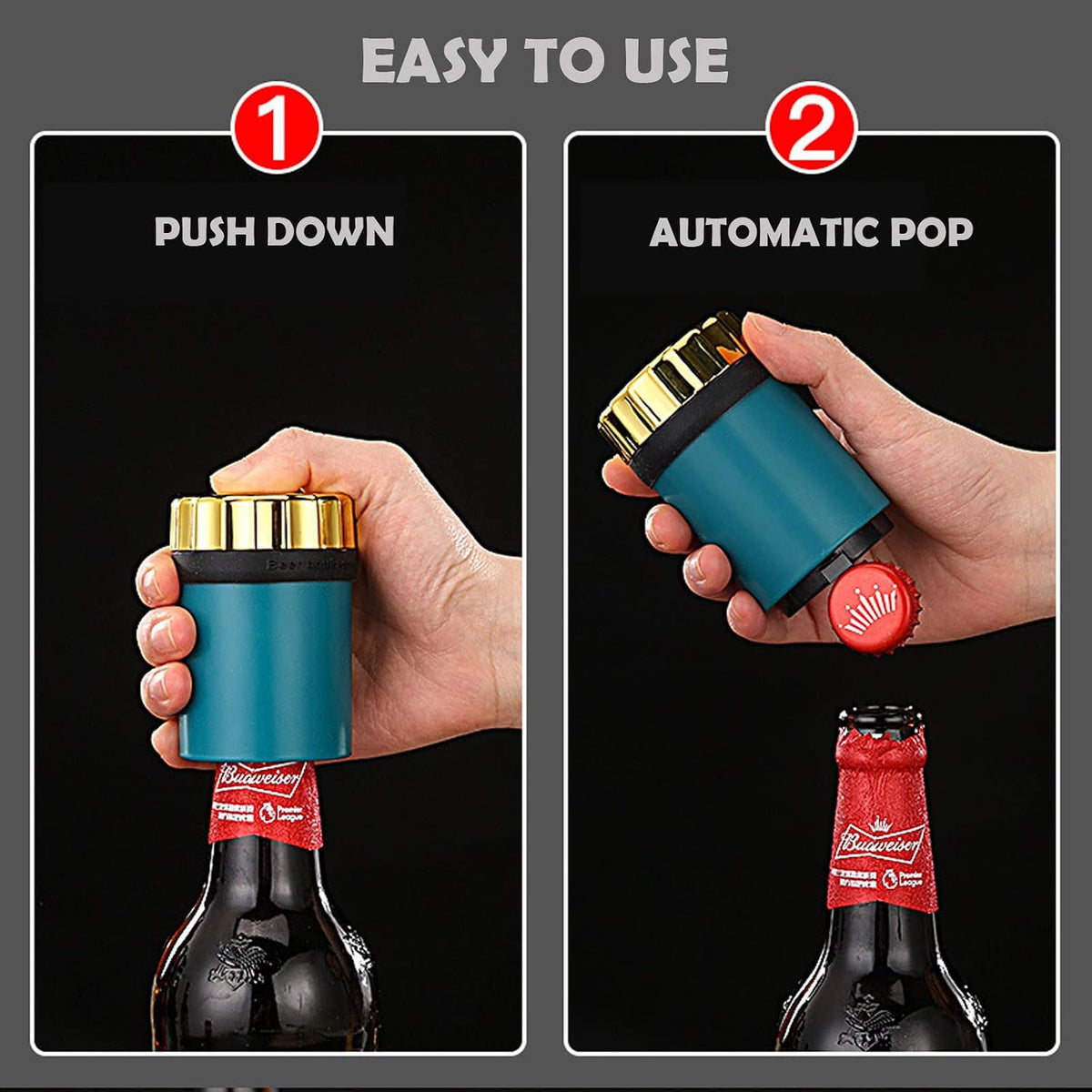 Push down Bottle Opener,Magnetic Bottle Openers,Beer Bottle Openers for Men Automatic Bottle Opener,Beer Bottle Cap Opener Tool,Kitchen Gadgets Novelty Unique Gifts for Men