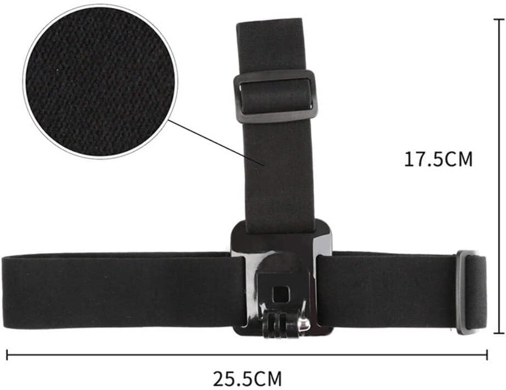 Head Mount Compatible with Gopro Hero 13/12/11/10/9/8/7/6/5/4/3 & DJI Osmo Action Cameras. Adjustable Head Strap - Perfect Gopro Head Mount