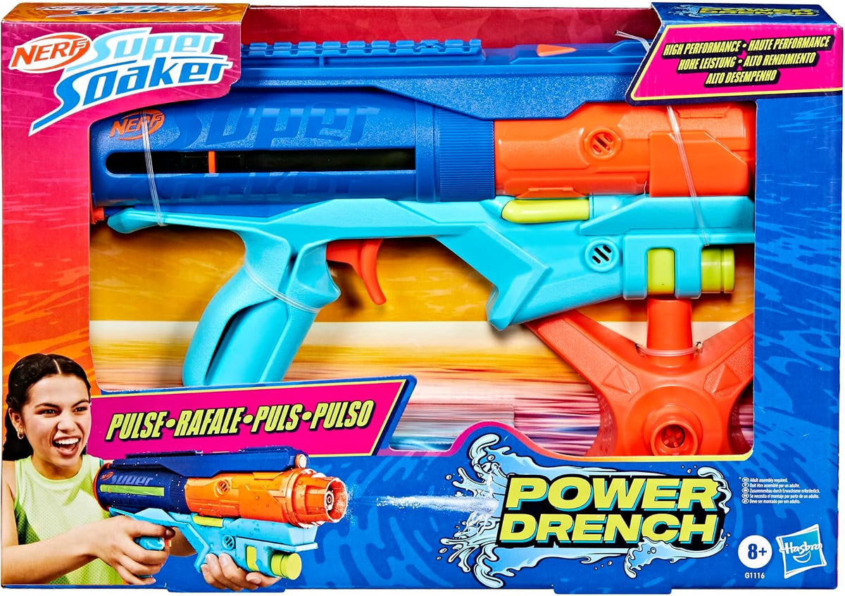 Super Soaker Power Drench Water Blaster, Water Blaster, Super Soaker, Summer Outdoor Toys, 1, Perfect for Kids, Multi-Color