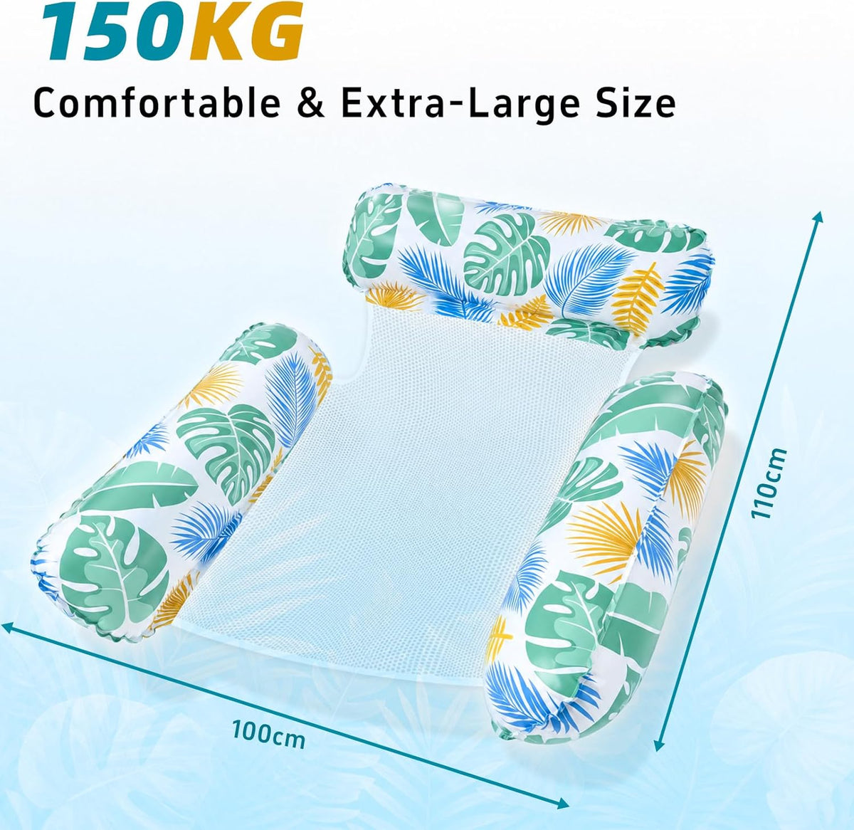 Pool Inflatables, 4 in 1 Inflatable Pool Floats Hammock, Swimming Inflatable Tanning Pool Toys Chair Water Hammock for Mattresses Seat Floating Mattress (2 Pack)