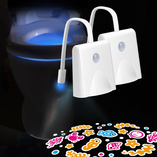 2-Pack Motion Sensor Nightlight Indoor 16 Color Changing LED Toilet Projection Nightlight Rechargeable Bowl Light Waterproof Cool Gadget for Bathroom Decor