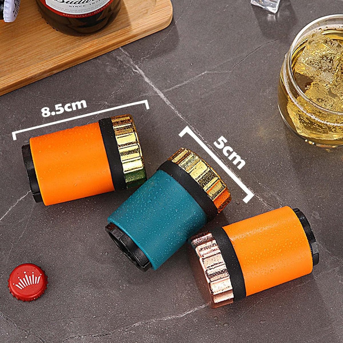 Push down Bottle Opener,Magnetic Bottle Openers,Beer Bottle Openers for Men Automatic Bottle Opener,Beer Bottle Cap Opener Tool,Kitchen Gadgets Novelty Unique Gifts for Men