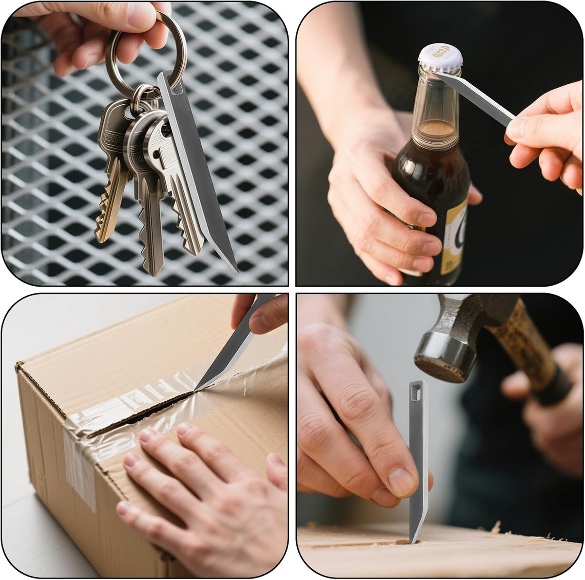 2 Pack EDC Stainless Steel Pry Bar for Every Day Carry Mini Portable Multitool, Bottle and Box Opener