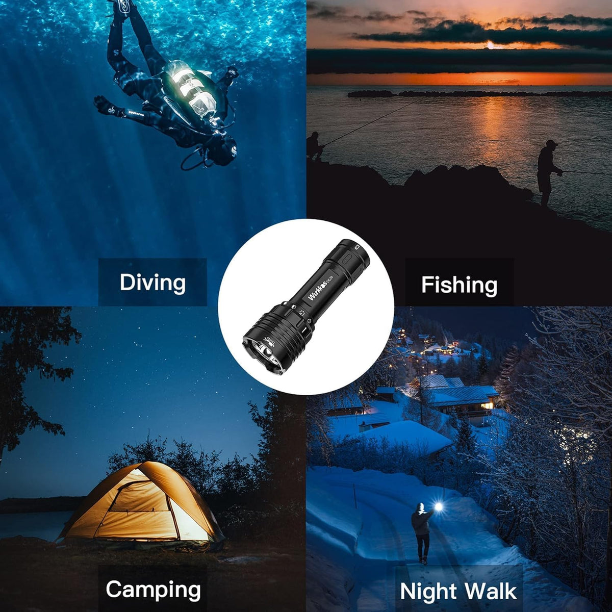 DL30 3600Lm Scuba Dive Light, IPX8, Magnetic Switch