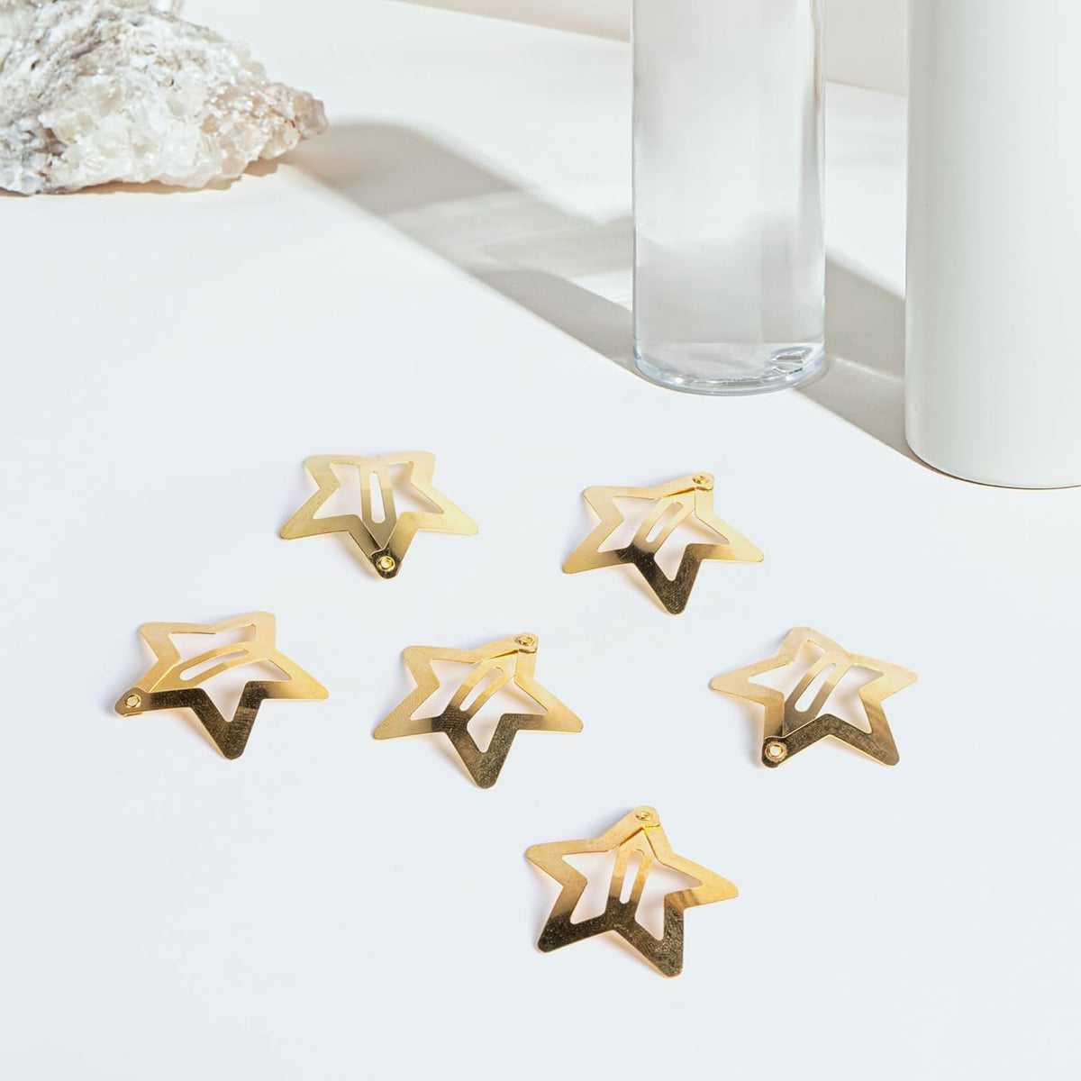 Star Hair Clips, 30 Pcs Metal Gold Y2K Accessories, 1.2 Inch Hollow Star Snap Hair Clips Vintage Punk for Women Girls (Gold)