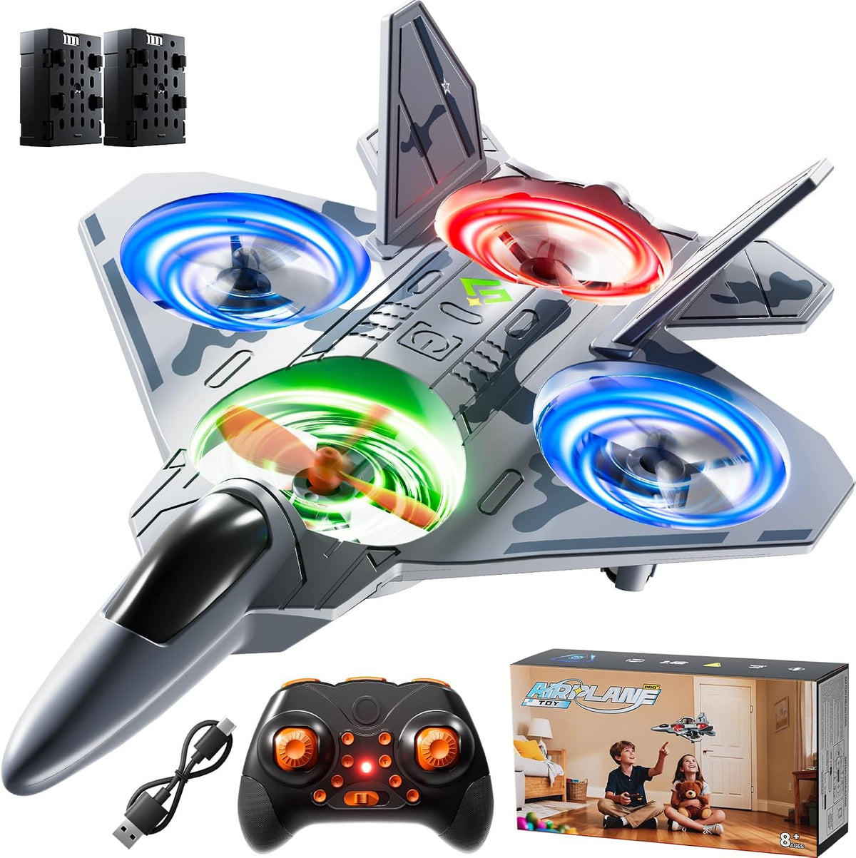 RC Plane Drone 2.4Ghz Stunt Outdoor Flying Toy for Kids Ages 8-12