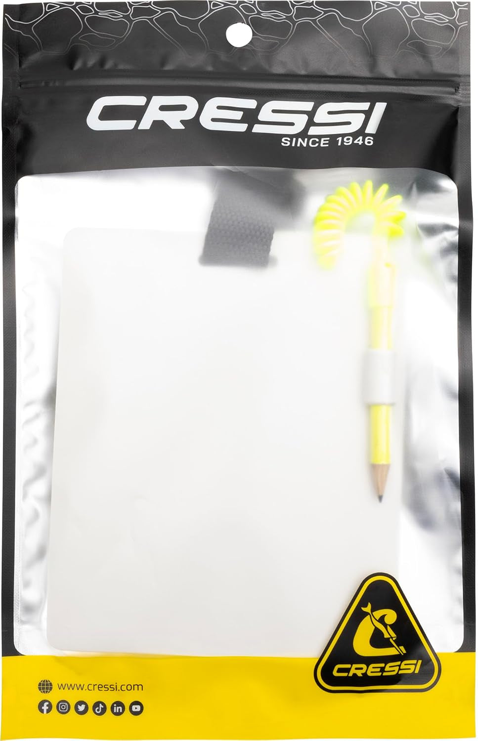 Cressi Writing Slate 150X127Mm S - Wristboard for Communicating in Scuba Diving, White/Black, 150 X127Mm, Unisex