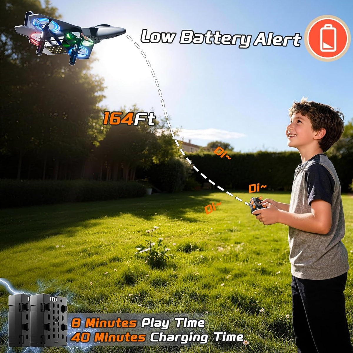 RC Plane Drone 2.4Ghz Stunt Outdoor Flying Toy for Kids Ages 8-12