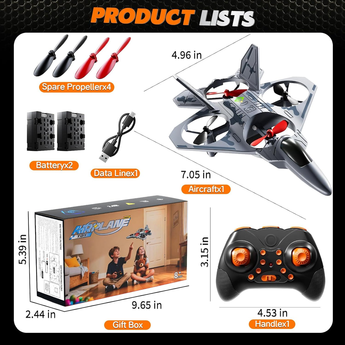 RC Plane Drone 2.4Ghz Stunt Outdoor Flying Toy for Kids Ages 8-12