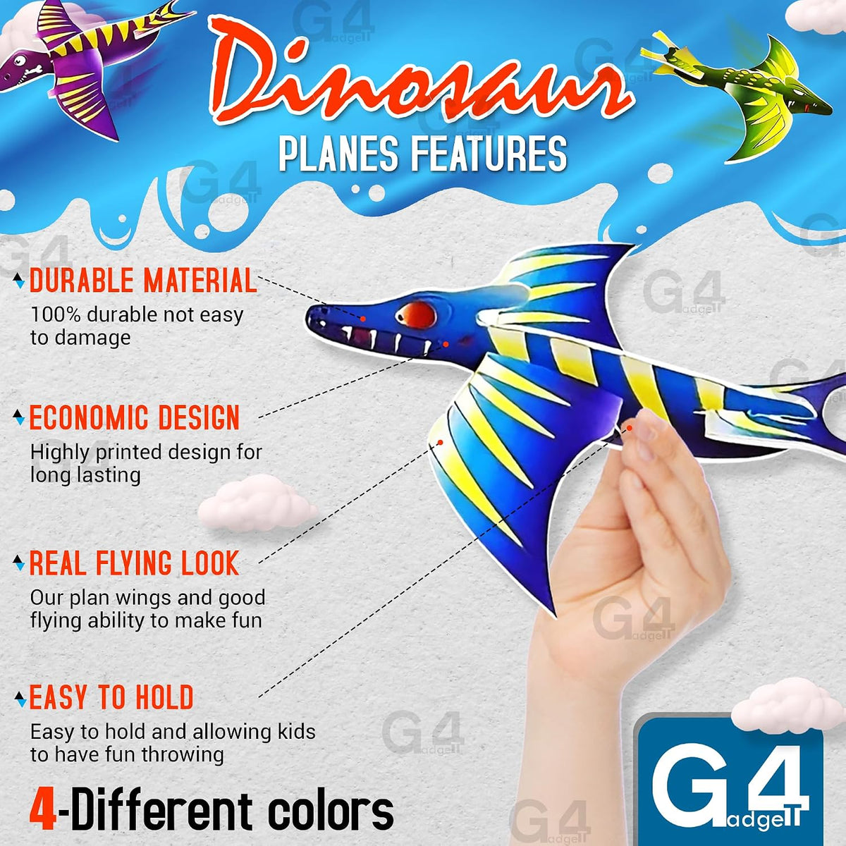 Pack of 12 Dinosaur Flying Glider Planes Kids Gift-Party Loot Bag Stocking Fillers Fun