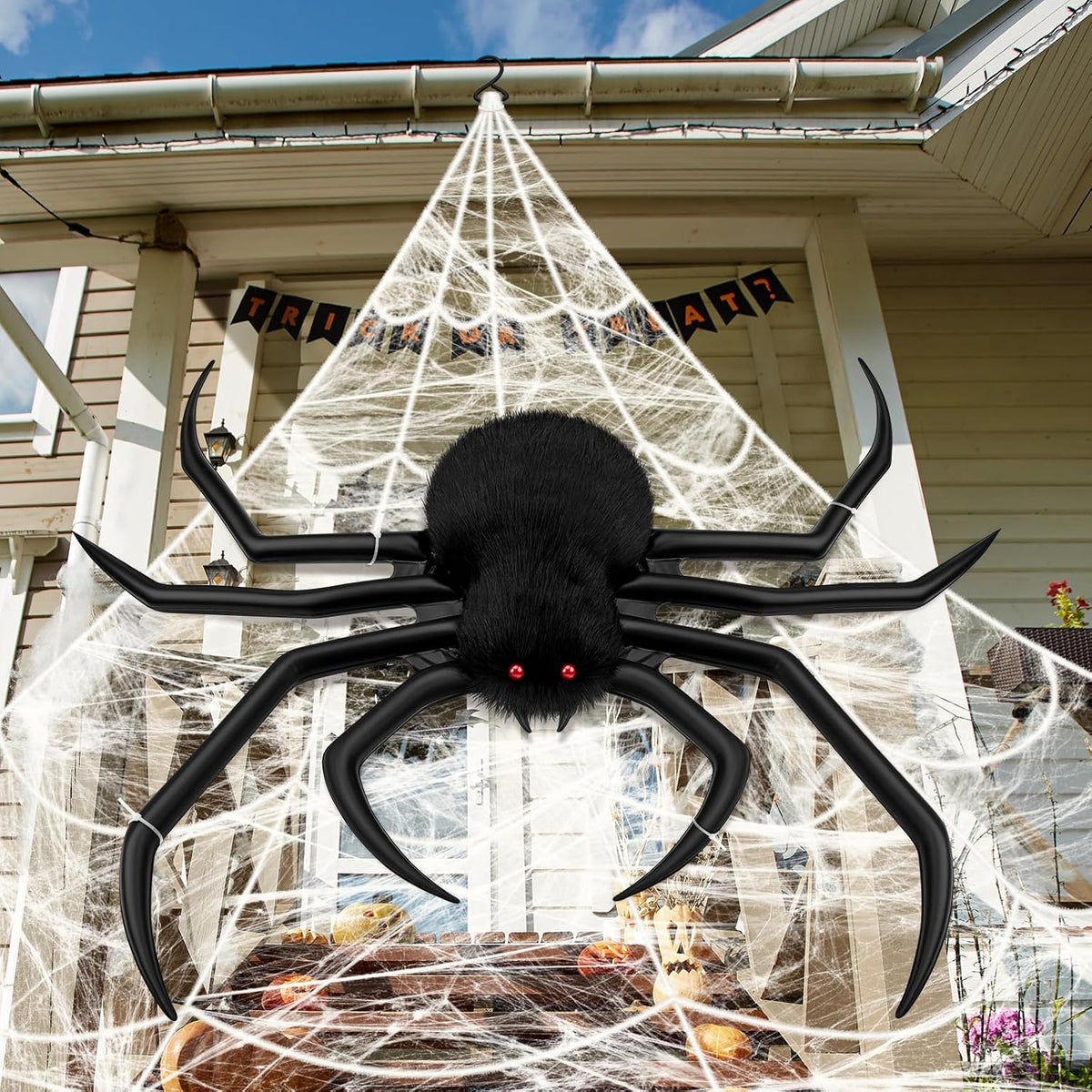 Giant spider web Halloween decoration set