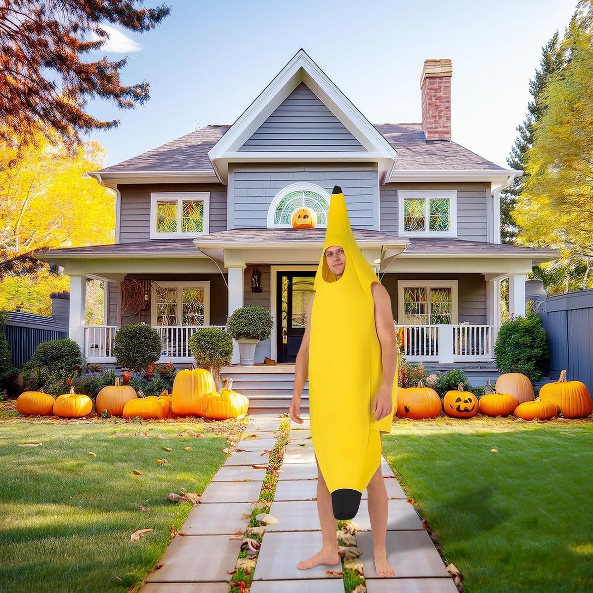 Banana Costume, Adult Halloween Costumes, One Size Fits Most, Lightweight and Comfortable Banana Costume Adult, Easy to Wear and Remove Funny Costume for Adults