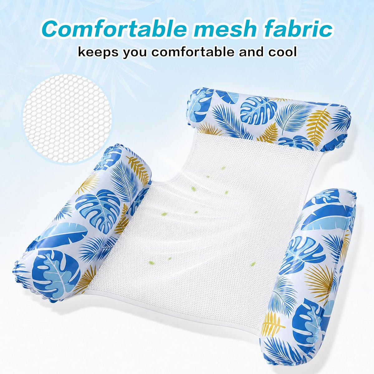 Pool Inflatables, 4 in 1 Inflatable Pool Floats Hammock, Swimming Inflatable Tanning Pool Toys Chair Water Hammock for Mattresses Seat Floating Mattress (2 Pack)