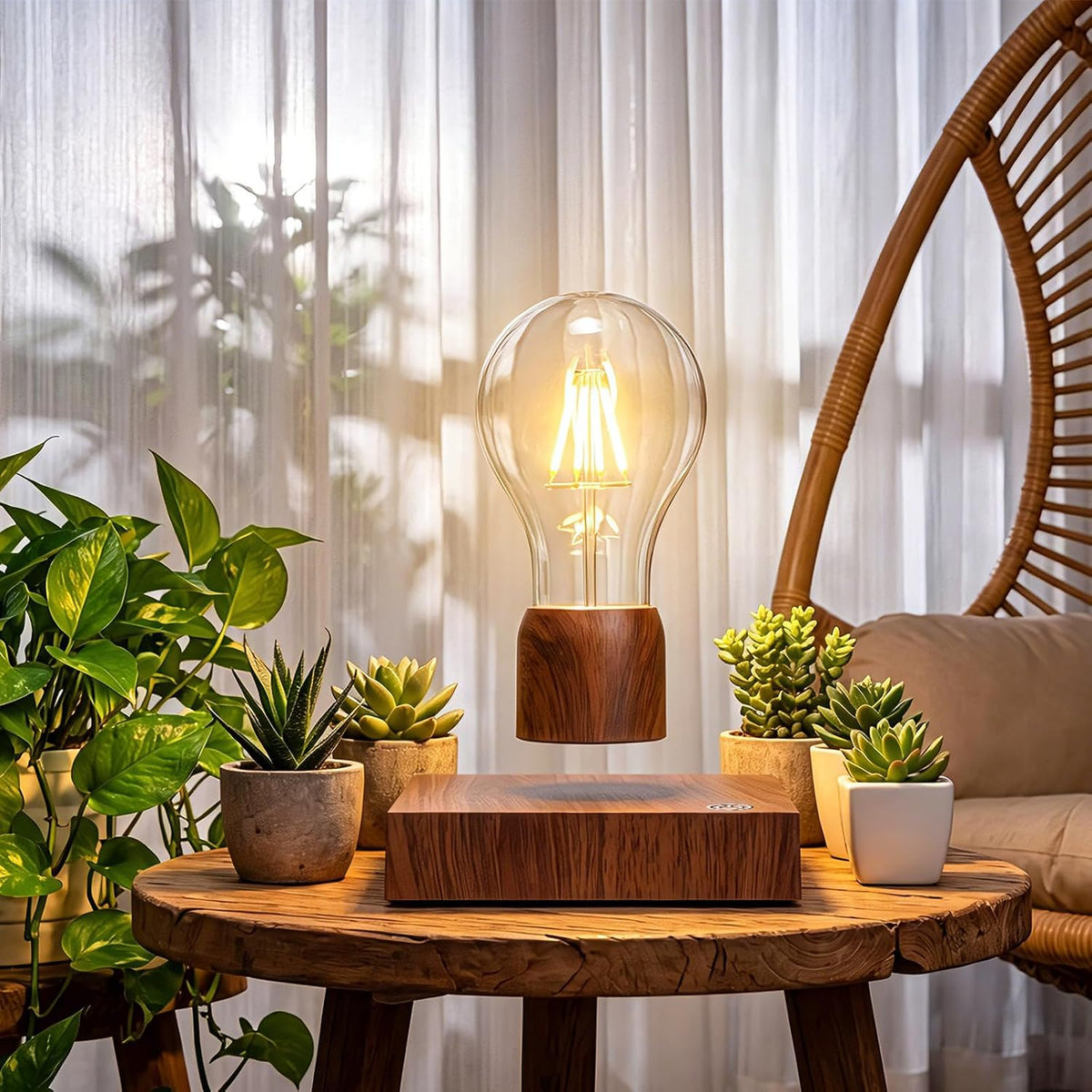 Magnetic Levitating Floating Wireless LED Light Bulb Desk Lamp for Unique Gifts, Room Decor, Night Light, Home Office Decor Desk Tech Toys