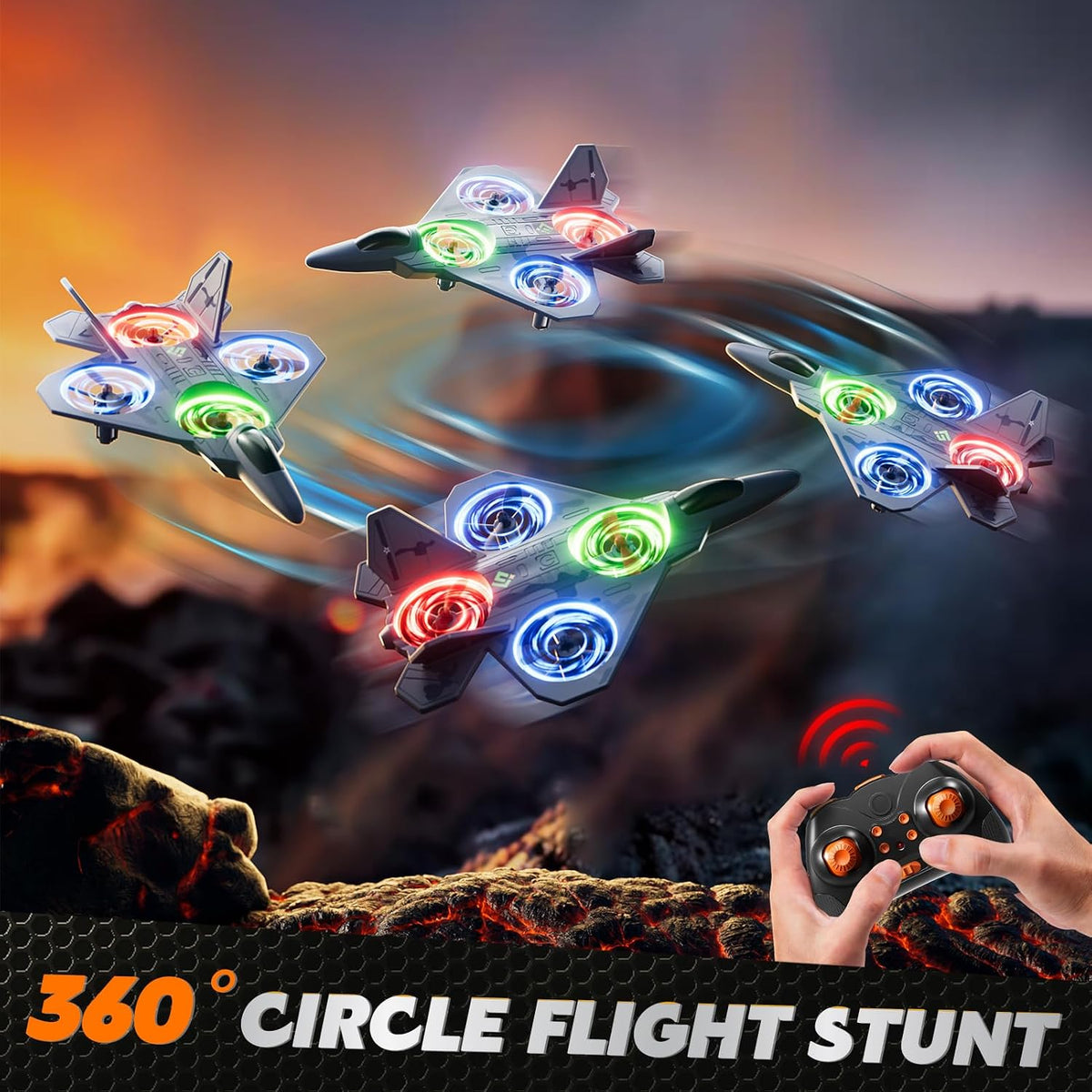 RC Plane Drone 2.4Ghz Stunt Outdoor Flying Toy for Kids Ages 8-12
