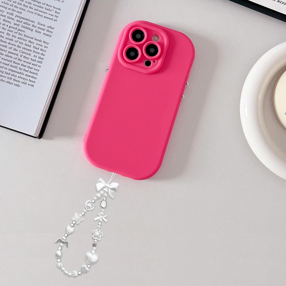 Y2K Cute Heart Pearl Bow Beaded Phone Charm Wrist Strap Bowknot Bracelet Keychain Wristlet Accessories for Cell Phone Digital Camera