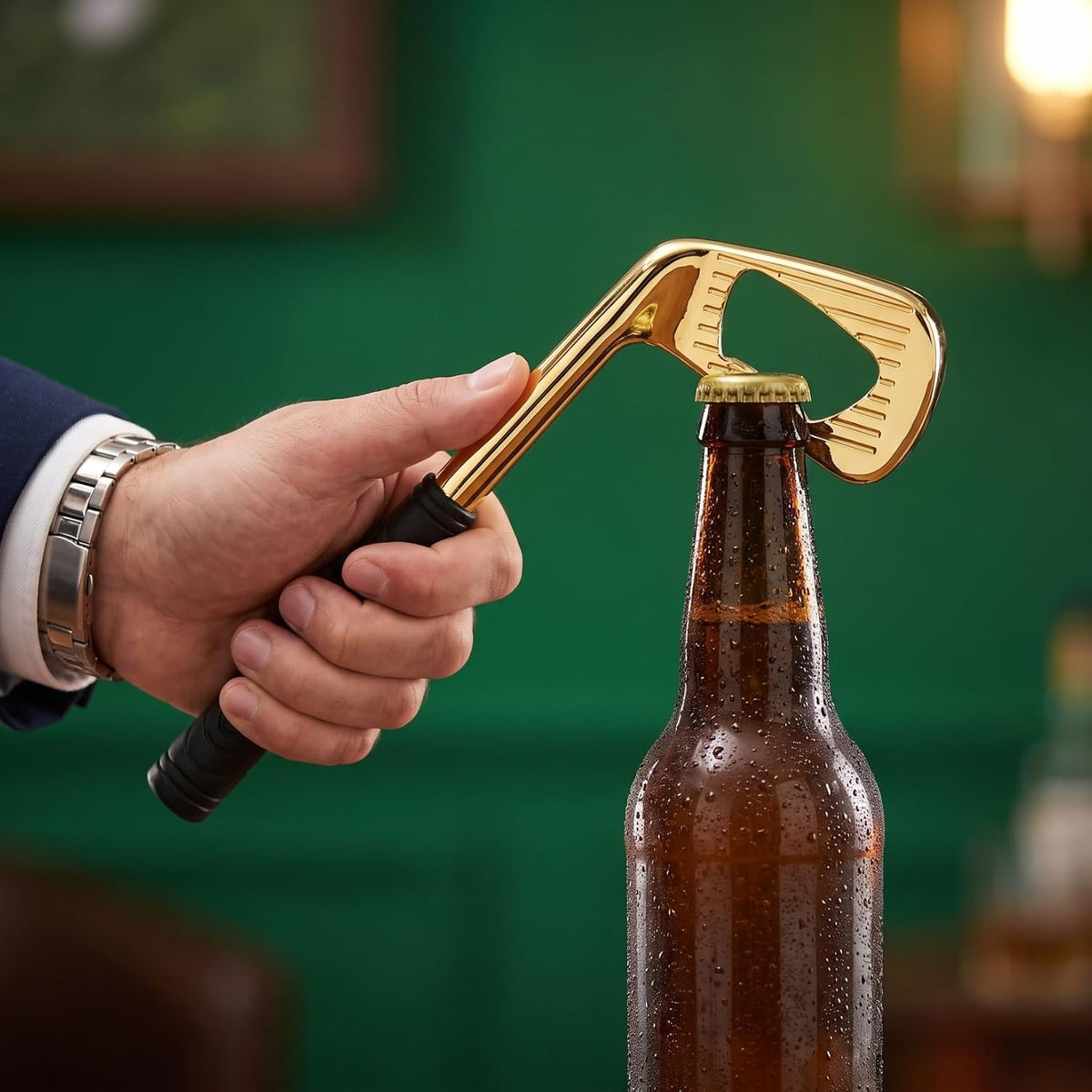 Golf Club Bottle Opener Sports Theme Gold Soda Bottle Opener Copper Beverages Open Tool Unique Beer Caps Open Supply for Golf Lover Favor Sport Theme Party Kitchen Gadget, Box Packaging