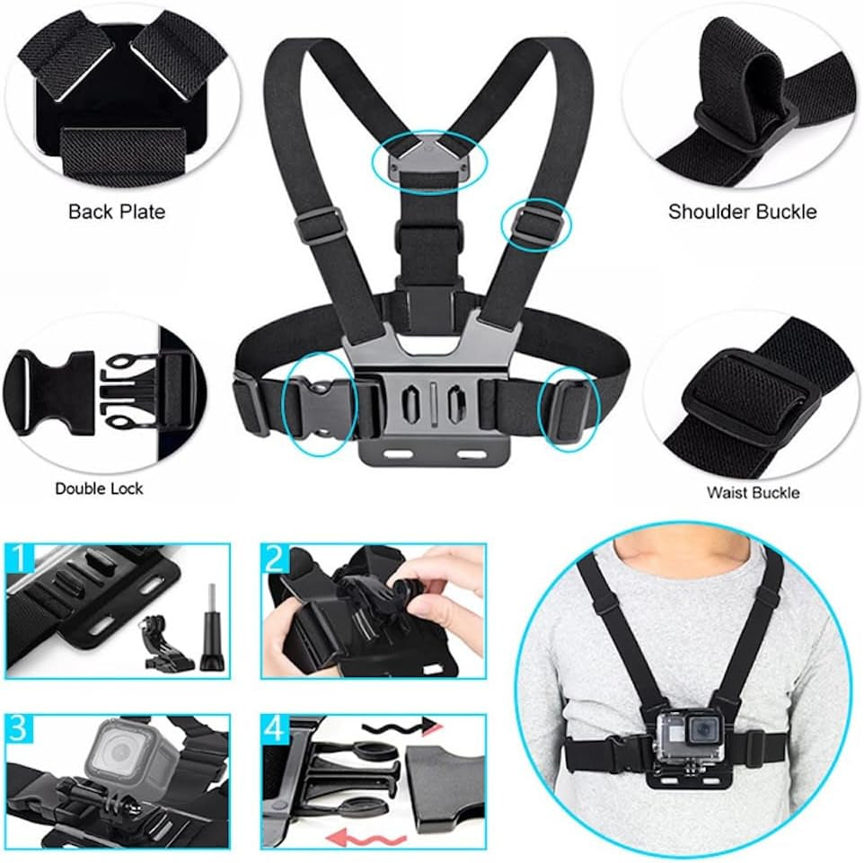 Extended 59 in 1 Action Camera Accessories Kit Compatible with Gopro Hero 13 & 9-12, DJI Osmo Action 2, 3, 4, Pro 5, Insta360 Ace Pro/Ace Pro 2 Akaso & Other Sports Cameras Durable Case