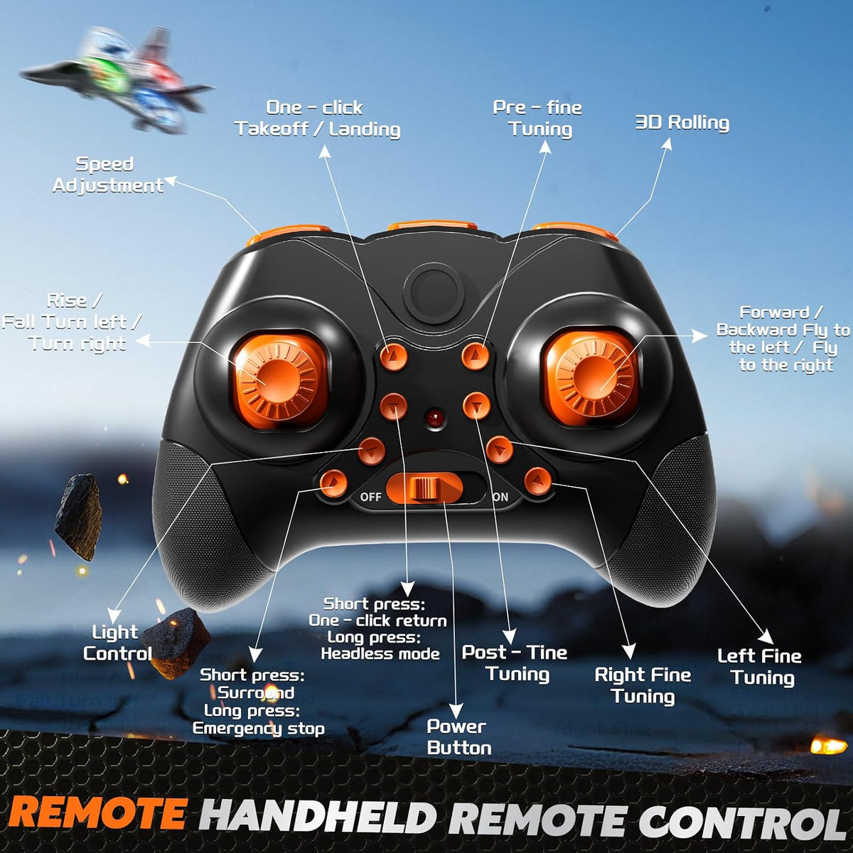 RC Plane Drone 2.4Ghz Stunt Outdoor Flying Toy for Kids Ages 8-12