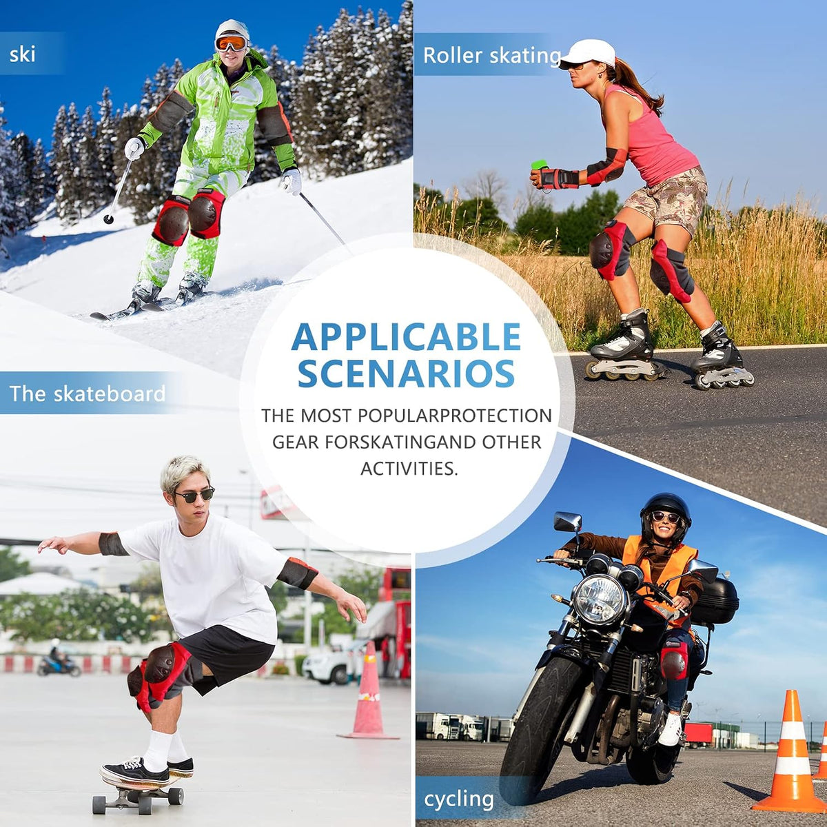 Adult & Kids Knee Pads Elbow Pads Wrist Guards Protective Gear Set for Skateboarding, Skating, Inline Skating, Roller Skating, Scooter, BMX Biking Cycling and Outdoor Extreme Multi-Sports