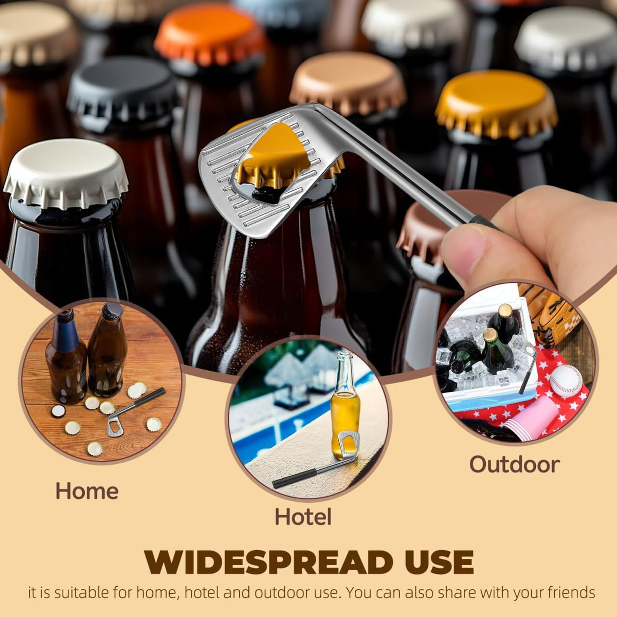 Golf Bottle Opener, Bottle Opener Alloy Novelty Golf Shaft Shape Beer Medal Party Beverages Open Tool for Favor Sport Theme Party Kitchen Gadget