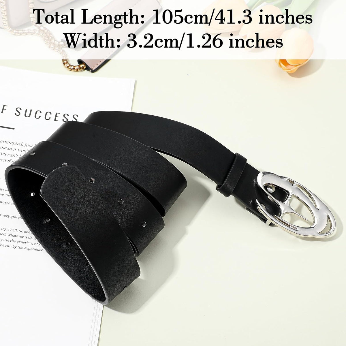 Y2K Belt, Goth Double Grommet Belt Faux Leather Punk Rock Belts for Men and Women, Y2K Fashion Accessories Bling Leather Belts with Cross and Diamond for Jeans