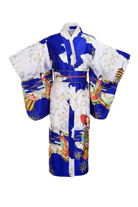 Japanese Traditional Yukata Kimono With Obi Vintage Women Evening Dress Geisha Kimono Vintage Women Stage Show Costume Cosplay