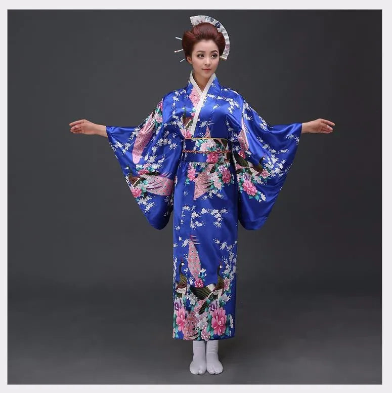 Japanese Traditional Yukata Kimono With Obi Vintage Women Evening Dress Geisha Kimono Vintage Women Stage Show Costume Cosplay