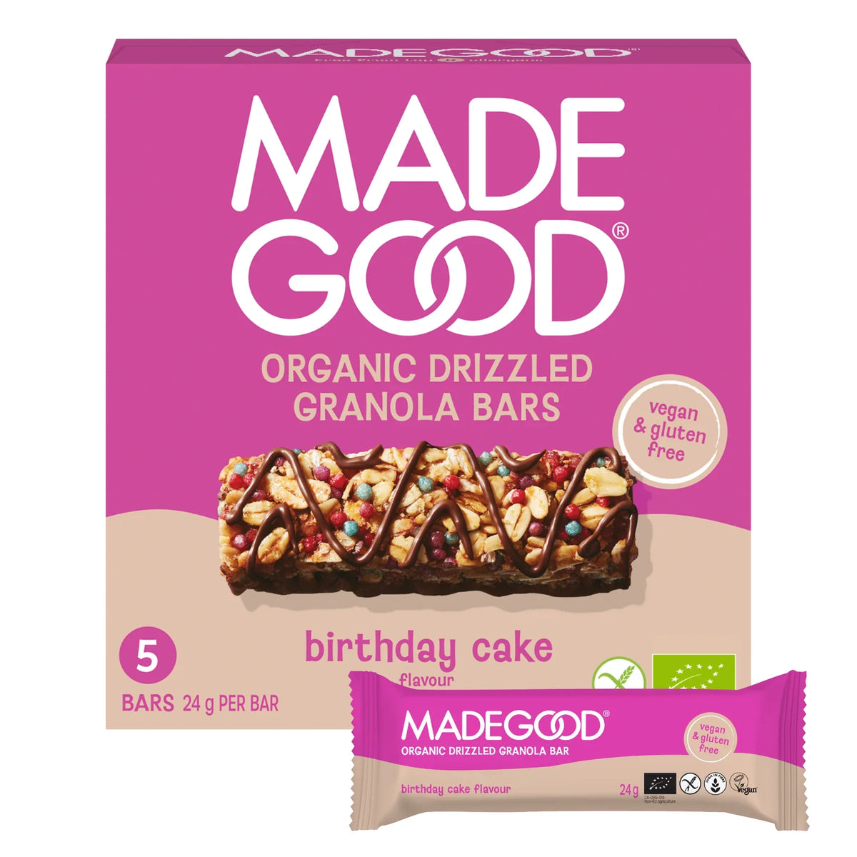 MadeGood Granola Bar Chocolate Drizzled Birthday Cake 5 x 24g