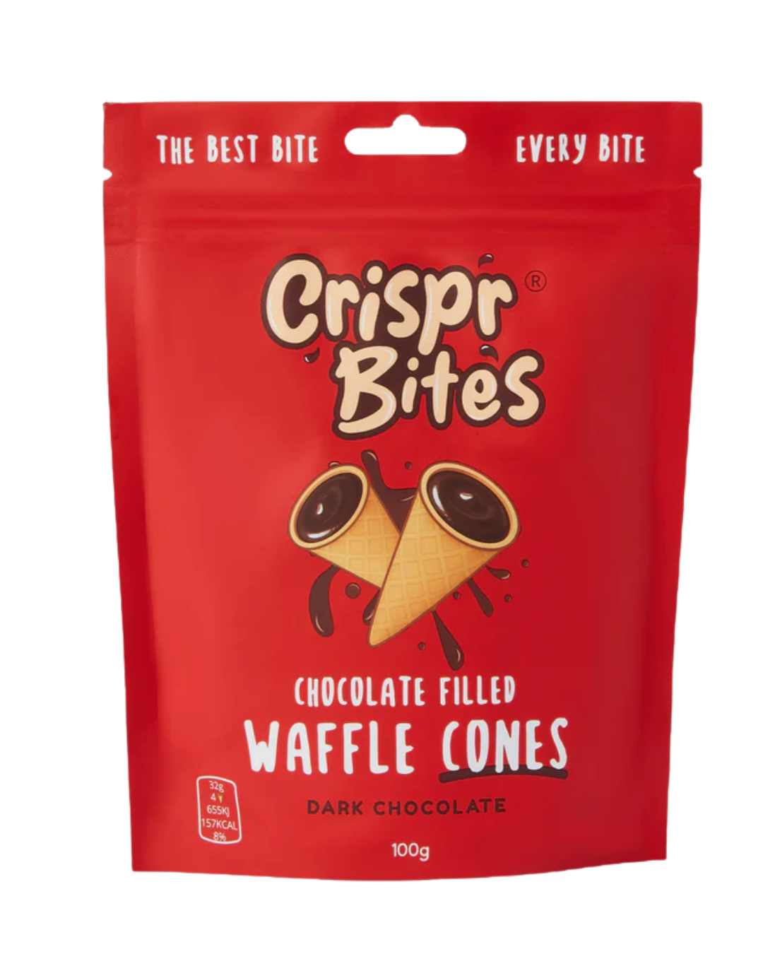 Crispr Bites Waffle Cones Dark Choc 100g